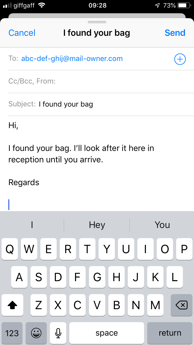 iPhone using email app